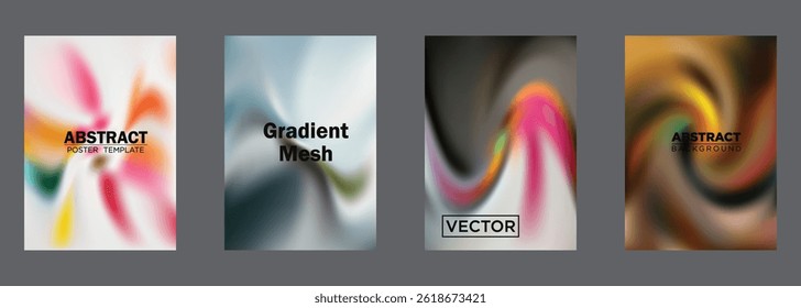 Abstract Gradient Mesh Backgrounds Vector Poster Templates
