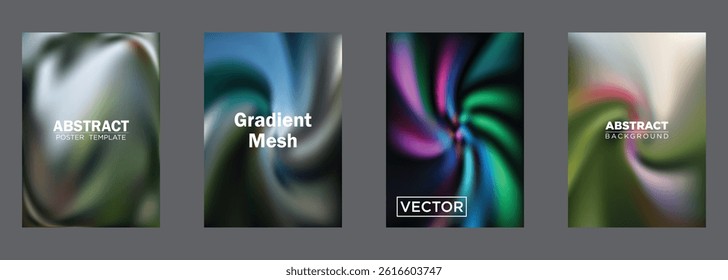 Abstract Gradient Mesh Poster Templates Swirling Vector Backgrounds
