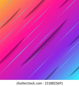 Abstract gradient minimal style background, banner, poster or flyer vector design, dynamic bright chemical shape effect cut paper at an angle