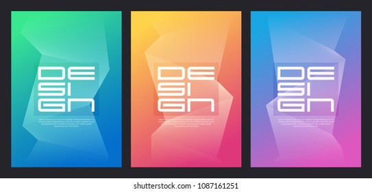 Abstract gradient minimalist vector cover designs with grain effect. Global swatches.