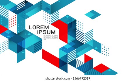 Abstract gradient mixed geometric template and modern overlapping on white background. Vector illustration