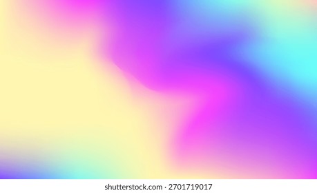 Abstrakter Farbverlauf. Moderne Karte. Helles Papier. Neonbanner. blauer, weicher Hintergrund. Retro Holografie Broschüre. Perlglanztextur. Hologramm Textur. Violett abstrakter Farbverlauf
