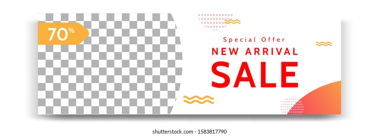 Abstract gradient modern geometric banner template design in yellow, orange, white color. Suitable for advertising and promotion in social media post, blog, web, cover, header. Vector Illustration. 