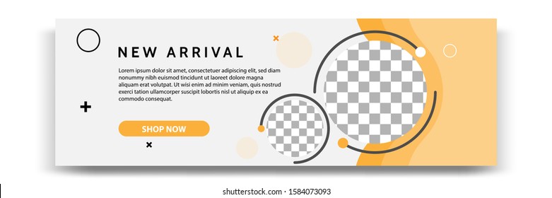 Abstract gradient modern geometric banner template design in yellow, orange, white color. Suitable for advertising and promotion in social media post, blog, web, cover, header. Vector Illustration. 