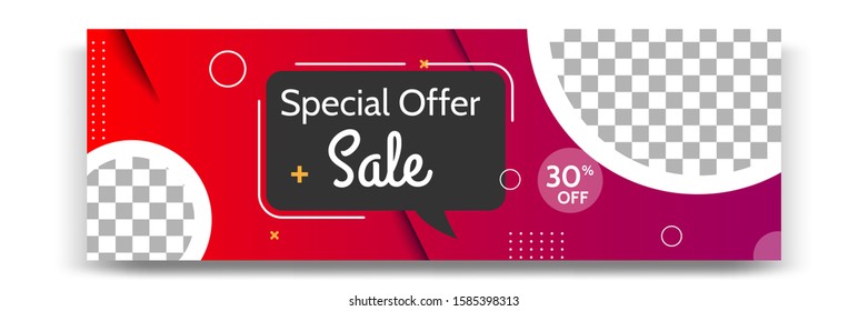 Abstract gradient modern geometric banner template design with square bubble message. Suitable for advertising and promotion in social media post, blog, web, cover, header. Vector Illustration. 