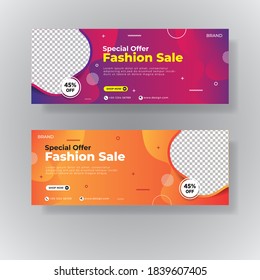 Abstract gradient modern geometric banner template design.Suitable for advertising and promotion in social media post, blog, web, cover, header,business marketing.Vector Illustration.