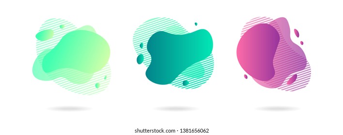 Abstract gradient modern graphic elements. Banners with flowing liquid shapes. Logo, flyer, presentation, invitation, card template. Vector illustration.