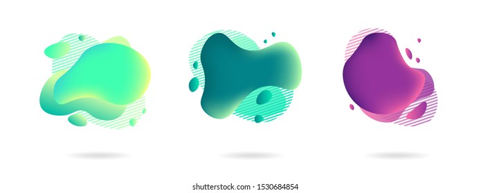 Abstract gradient modern graphic elements. Banners with flowing liquid shapes. Logo, flyer, presentation, invitation, card template. Vector illustration.