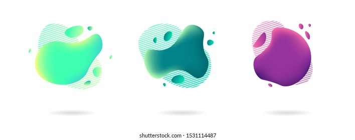 Abstract gradient modern graphic elements. Banners with flowing liquid shapes. Logo, flyer, presentation, invitation, card template. Vector illustration.