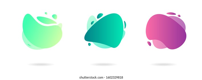 Abstract gradient modern graphic elements. Banners with flowing liquid shapes. Logo, flyer, presentation, invitation, card template. Vector illustration.