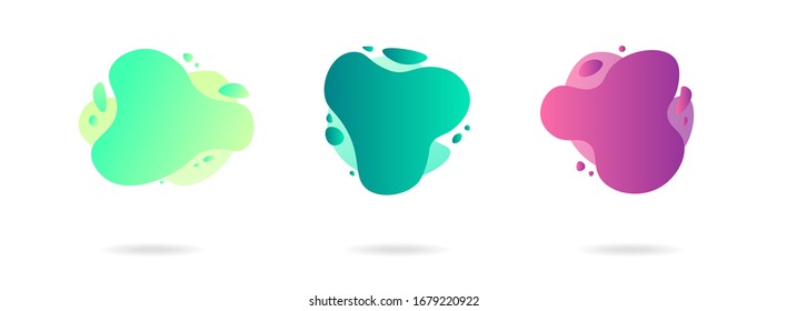 Abstract gradient modern graphic elements. Banners with flowing liquid shapes. Logo, flyer, presentation, invitation, card template. Vector illustration.