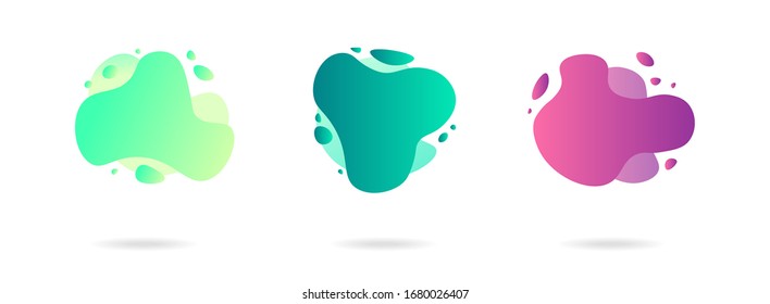 Abstract gradient modern graphic elements. Banners with flowing liquid shapes. Logo, flyer, presentation, invitation, card template. Vector illustration.