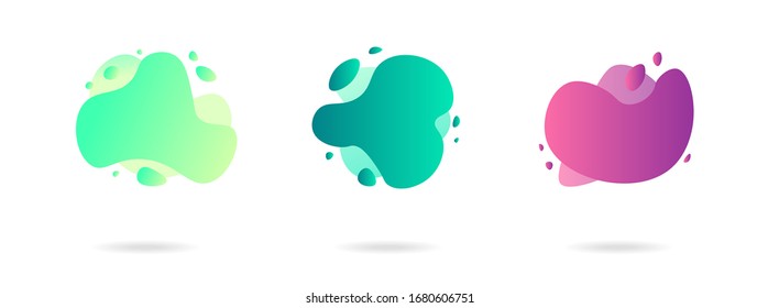 Abstract gradient modern graphic elements. Banners with flowing liquid shapes. Logo, flyer, presentation, invitation, card template. Vector illustration.