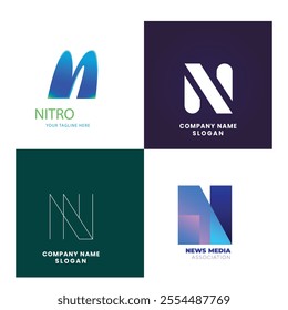 Abstract Gradient N Letter Modern Logo Collection 