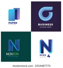 Abstract Gradient N Letter Modern Logo Collection 