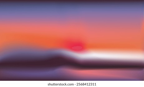 Abstract gradient nature landscape desktop wallpaper vector. Sunset orange purple sky landscape abstract background. Blurred sunset orange purple sky gradient abstract desktop wallpaper background