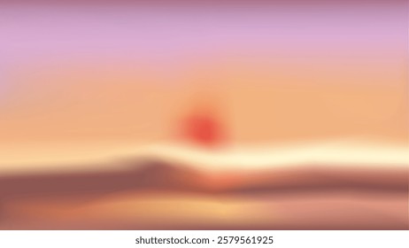 Abstract gradient nature landscape desktop wallpaper vector. Sunset orange purple sky landscape abstract background. Blurred sunset orange purple sky gradient abstract desktop wallpaper background