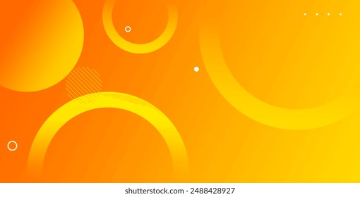 Abstract gradient orange background with circles. Vector illustration