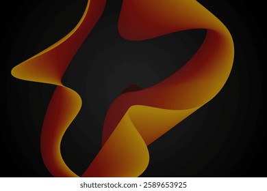 abstract gradient orange wave flowing for web background with black background