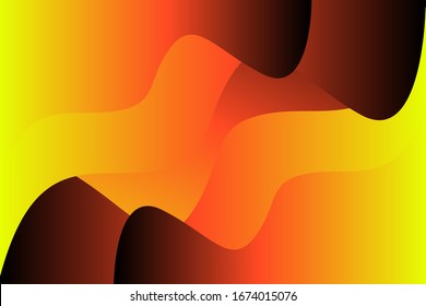 Abstract gradient orange, and yellow background vector template with fluid  shapes