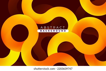 Abstract gradient orange and yellow circles geometric shape background. overlapping circles and lines.