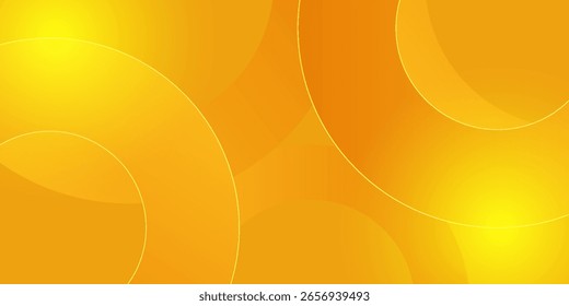 Gradiente abstrato laranja e círculos amarelos forma geométrica fundo. Moderno simples forma de círculo de sobreposição design criativo. Elemento de geometria gradiente elegante com linhas e sombra