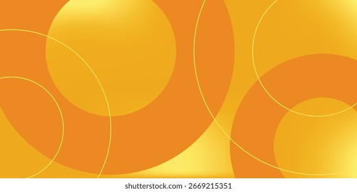 Gradiente Abstractas de fondo de forma geométrica de círculos naranjas y amarillos. Diseño creativo de forma de círculo superpuesto simple moderno. Elemento de geometría de gradiente elegante con líneas y sombra