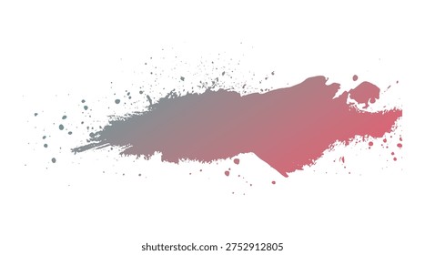 Abstract gradient paint splash with scattered dots and rough edges on white background splatter