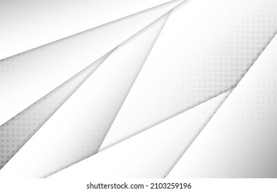 Abstract gradient paper cut pattern design of white color template. Overlapping with circle dots halftone design decoration background. Illustration vector