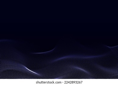 Abstract gradient particle wave. Big data. Digital background.