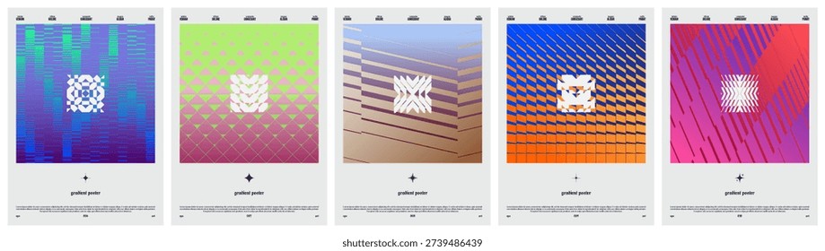 Abstract gradient pattern, graphic transition effect, dynamic gradation of halftones from thin to thick elements in brutalist style, postmodern geometric posters, futuristic tech colorful form