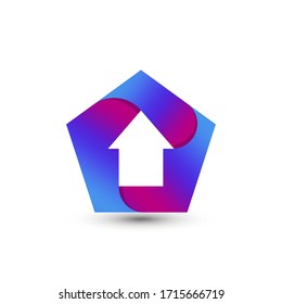 Abstract Gradient Pentagone Home Logo Design Template Premium Vector