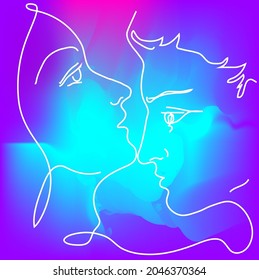 Abstract gradient pink and light blue background on line art design.