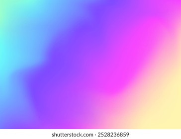 Gradiente abstrato. Fundo Pop Rosa. Fundo Iridescente. Brochura futurista de metal. Girlie Light. Textura holográfica. Pôster Suave. Papel unicórnio. Gradiente abstrato violeta