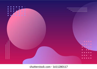 Abstract gradient pink and purple background vector template with 3d shapes