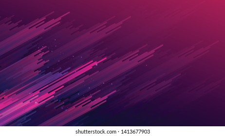 Abstract gradient pink purple stripes on gradient dark purple pink background. Size ratio 1920x1080 px. EPS10, vector, illustration.