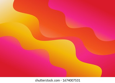 Plantilla vectorial de fondo rosa y amarillo degradado abstracto con formas fluidas