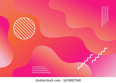 Plantilla vectorial de fondo rosa y amarillo degradado abstracto con formas fluidas