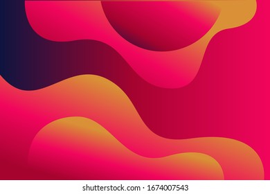 Abstract gradient pink and yellow background vector template with fluid  shapes