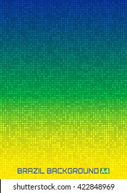 Abstract gradient pixel digital background using Brazil flag colors 2016, A4 size vector illustration. Brazil flag colors background, a4 vector  format. Business, technology Brazil background
