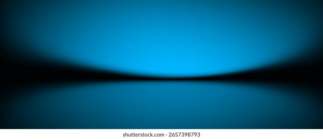 Abstrakter Farbverlauf-Podiumhintergrund. blauer leerer 3D-Studiohintergrund. Saubere Szene für Produktpräsentations-Mustervorlage. Vektorgrafik.