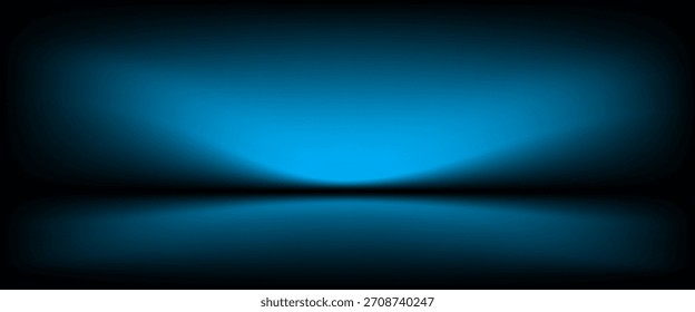 Fundo de pódio de gradiente abstrato. fundo de estúdio 3D vazio azul. Cena limpa para modelo de modelo de apresentação de produto. Ilustração vetorial.