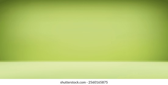 Abstract gradient podium background. Green empty 3d studio backdrop. Clean scene for product presentation. Spring easter mockup template. Vector illustration.