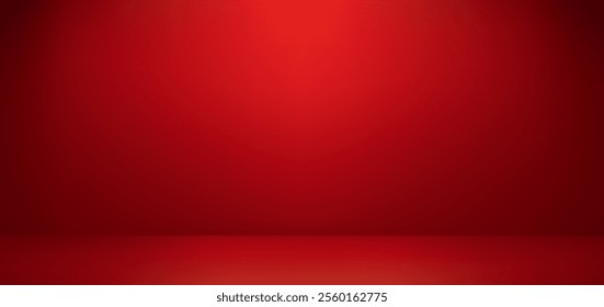 Abstract gradient podium background. Red empty 3d studio backdrop. Clean scene for product presentation. Christmas or New Year mockup template. Vector illustration.