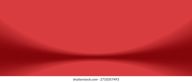 Abstract gradient podium background. Red empty 3d studio backdrop. Clean scene for product presentation. Christmas or New Year mockup template. Vector illustration.