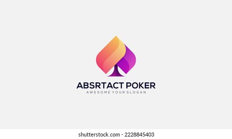 Abstract Gradient poker logo design vector template icon