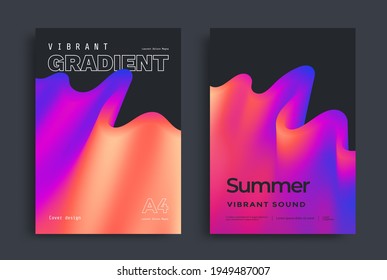 Abstract gradient poster with 3d wave. Colorful fluid shapes. Minimalistic wavy color flow cover design. Vector