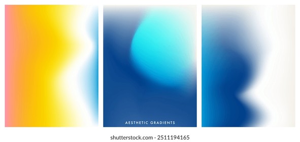 Abstract gradient poster background. Aesthetic various sky set. Blue and yellow. Minimalist cover template. Vector illustration background in trendy simple style for poster, cover, banner, flyer, card