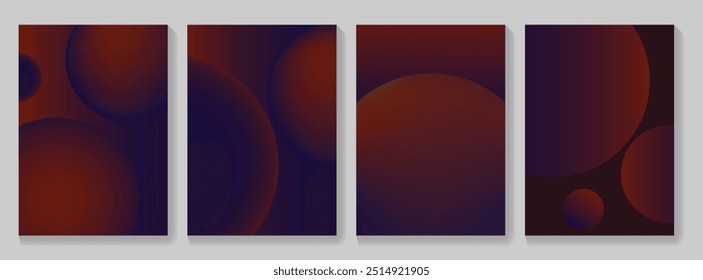 Abstract gradient poster background set,minimalist style cover template with vibrant perspective. Vector abstract circle backdrop for corporate business presentation design. Trendy vector illustration