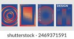 Abstract gradient poster background vector set. Minimalist style cover template with vibrant perspective 3d geometric prism shapes collection. Ideal design for social media, cover, banner, flyer.